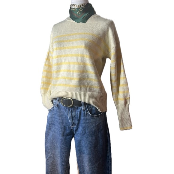 Philosophy Preppy Yellow Tonal Striped Crew Neck Soft Knit Sweater Women’s Sz M - Picture 6 of 16